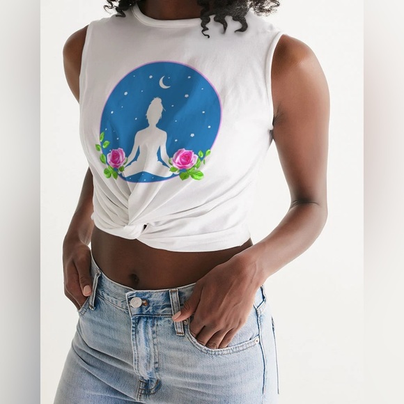 Space Odyssey Cropped Twist Front Tank Yoga Bitch NWT - Picture 3 of 10